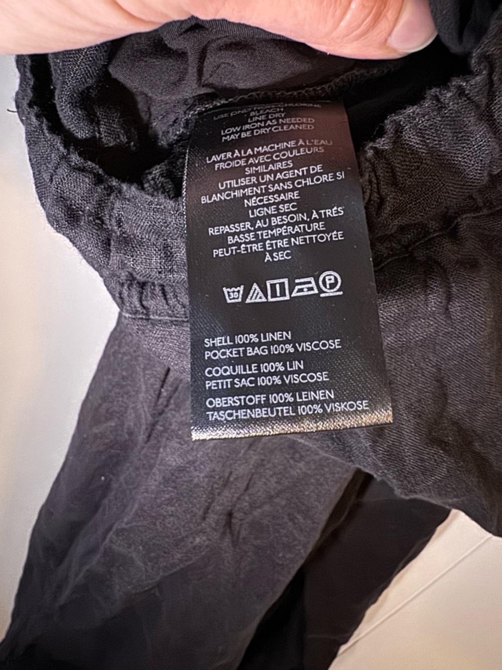Anthropologie Black Wide-Leg Elastic Waist Pants 100% linen - Picture 4 of 7